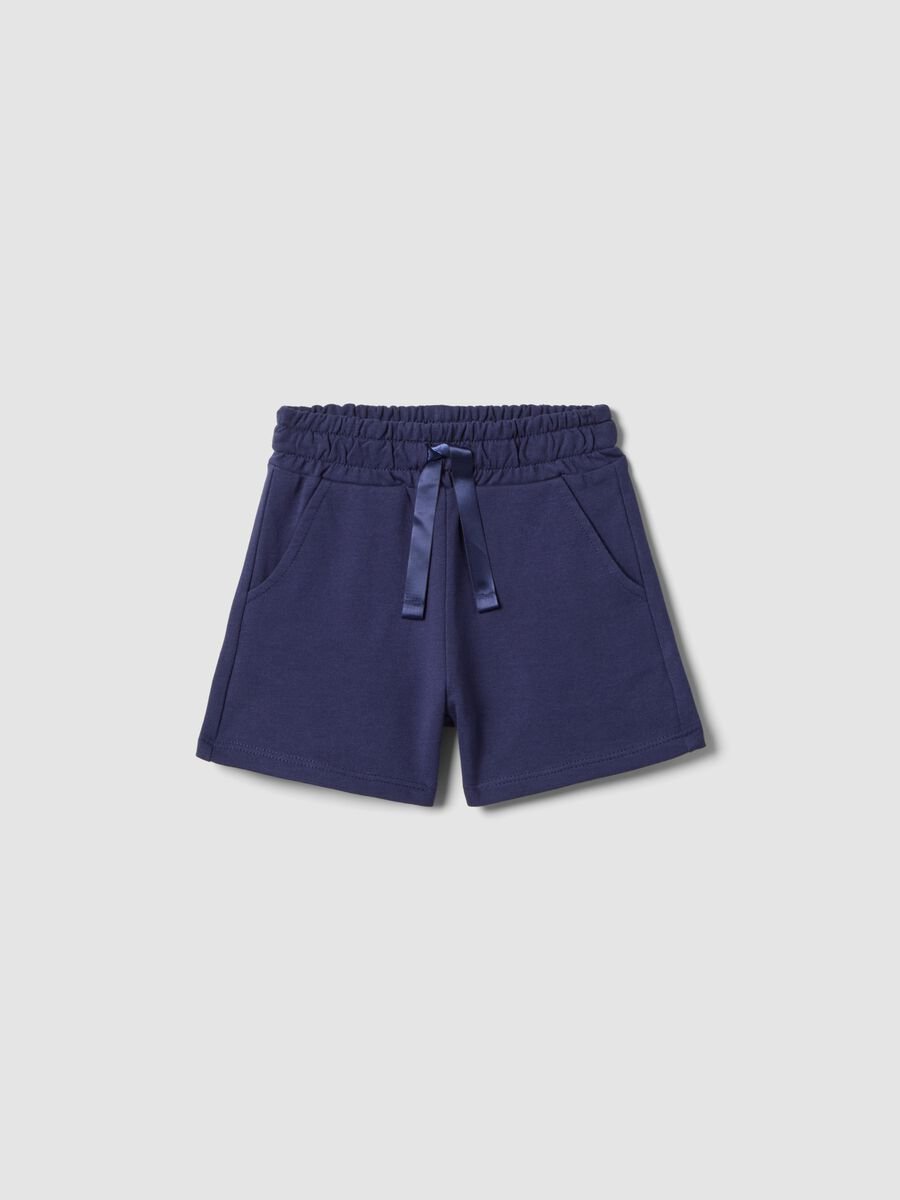 Girls' Regular Fit Blue Pure Cotton Shorts_0