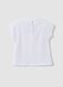 Girls' white stretch cotton T-shirt regular fit with embroidery_1
