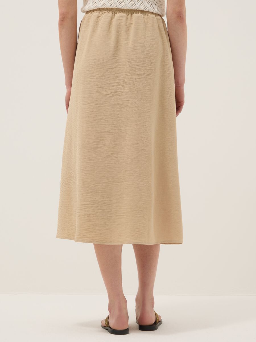 Beige long skirt, regular fit with elasticated waist and slit_2