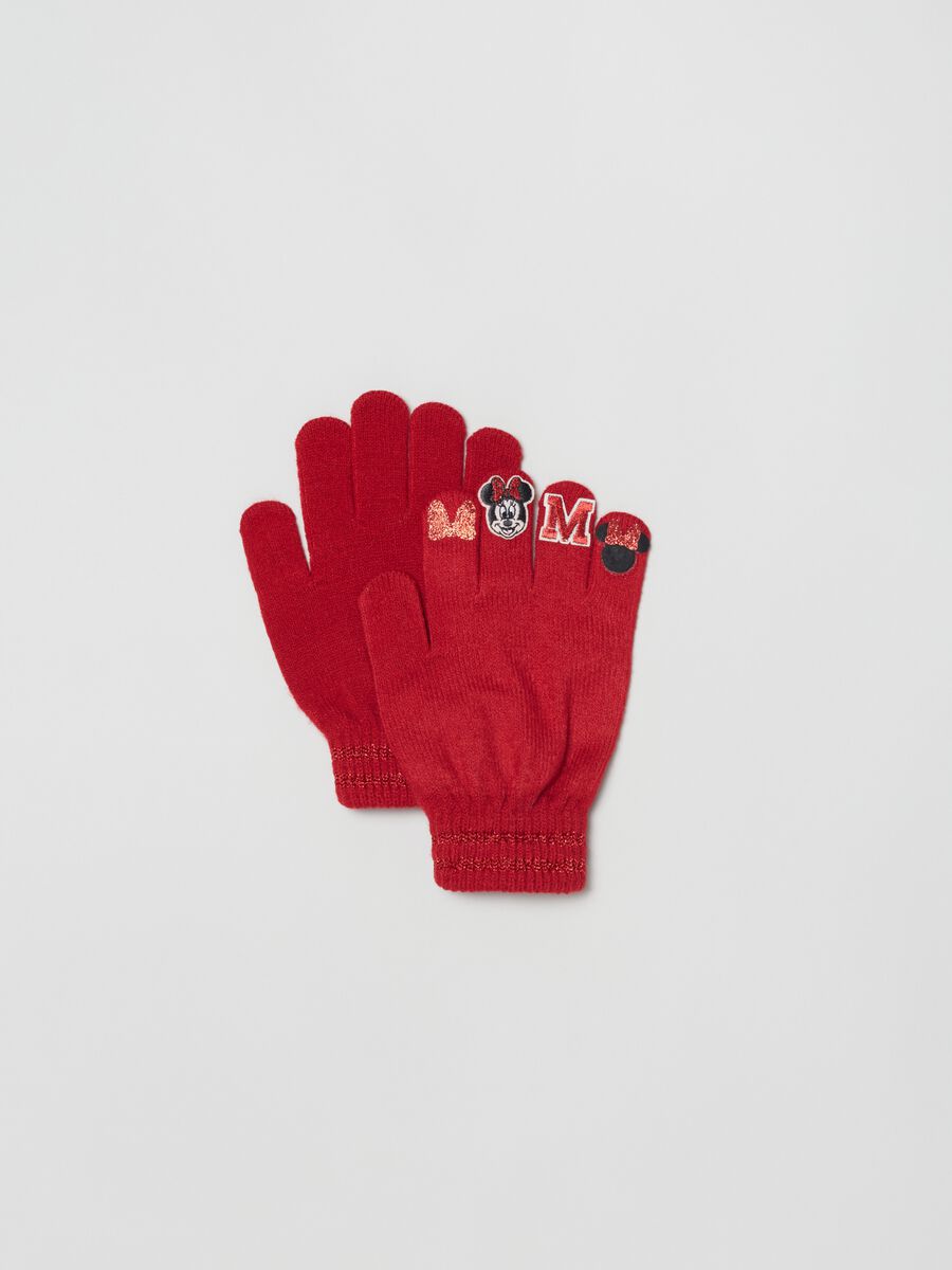 Gloves with glitter Minnie print_0