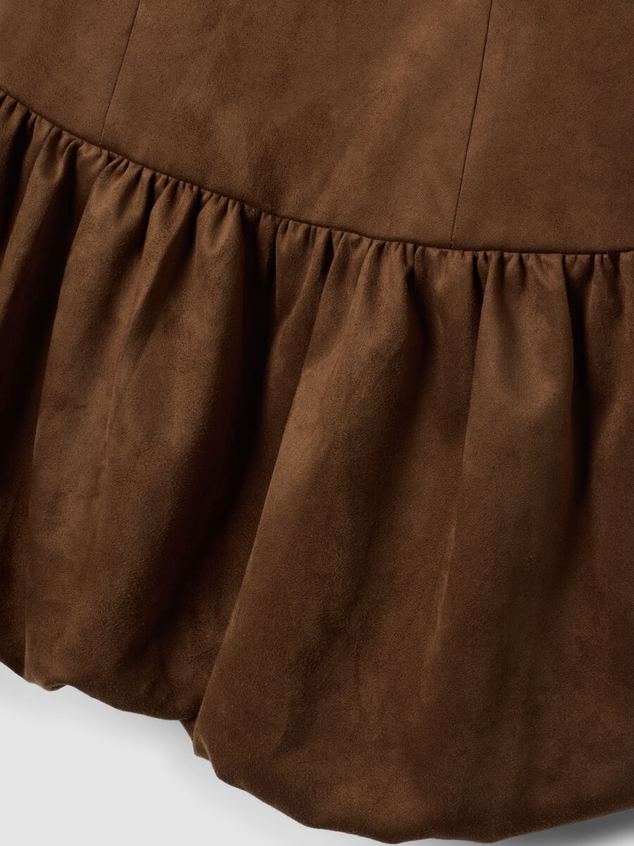 Brown stretch fabric fitted crew-neck dress_1