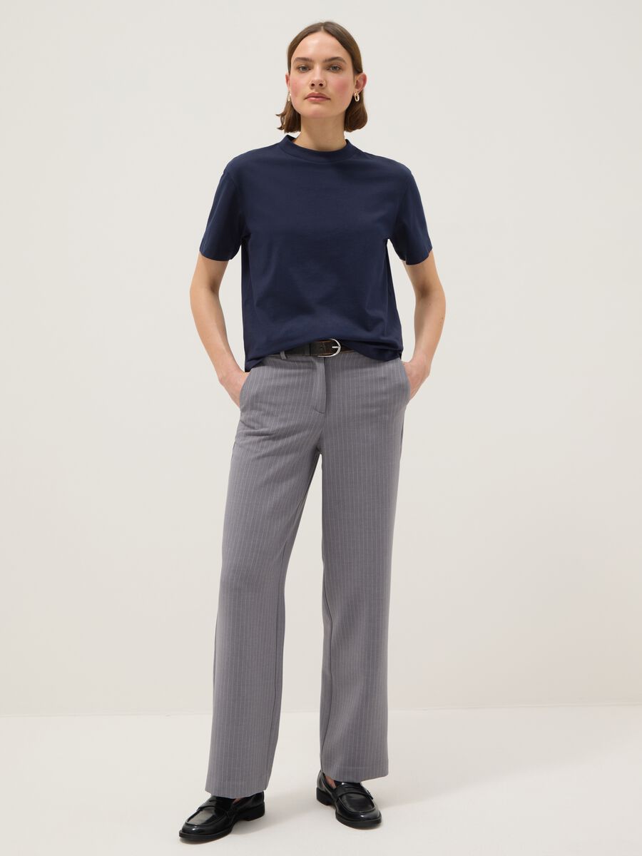 Regular fit blue pure cotton T-shirt_1