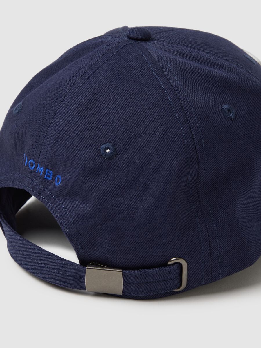 Blue Pure Cotton Cap with Adjustable Visor and Embroidered P_2