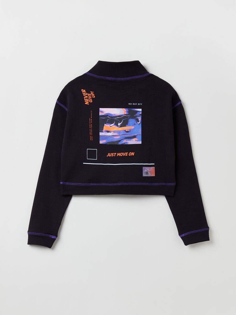 Half-zip cropped sweatshirt with print_1