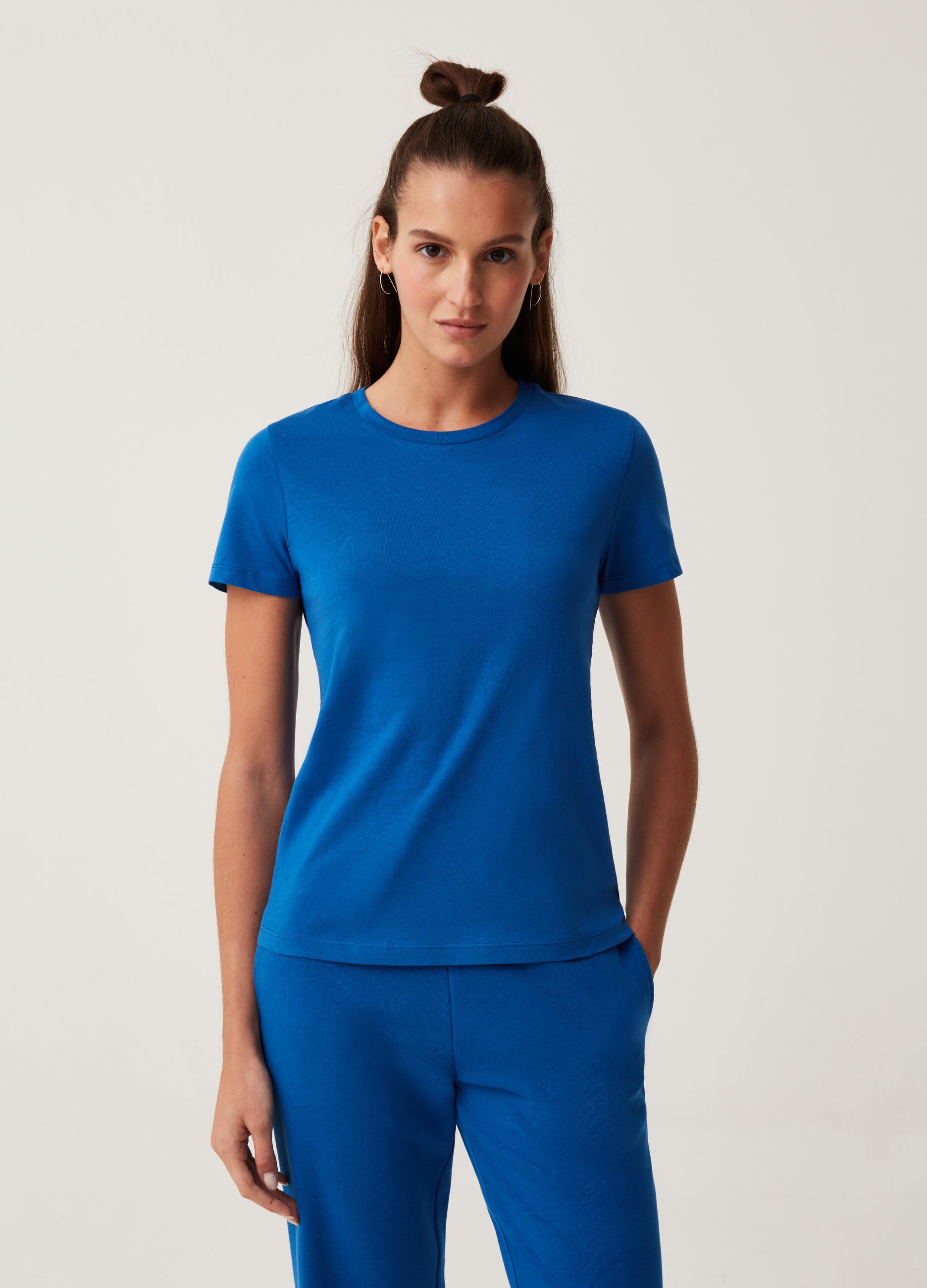 Fitness cotton T-shirt with round neck 