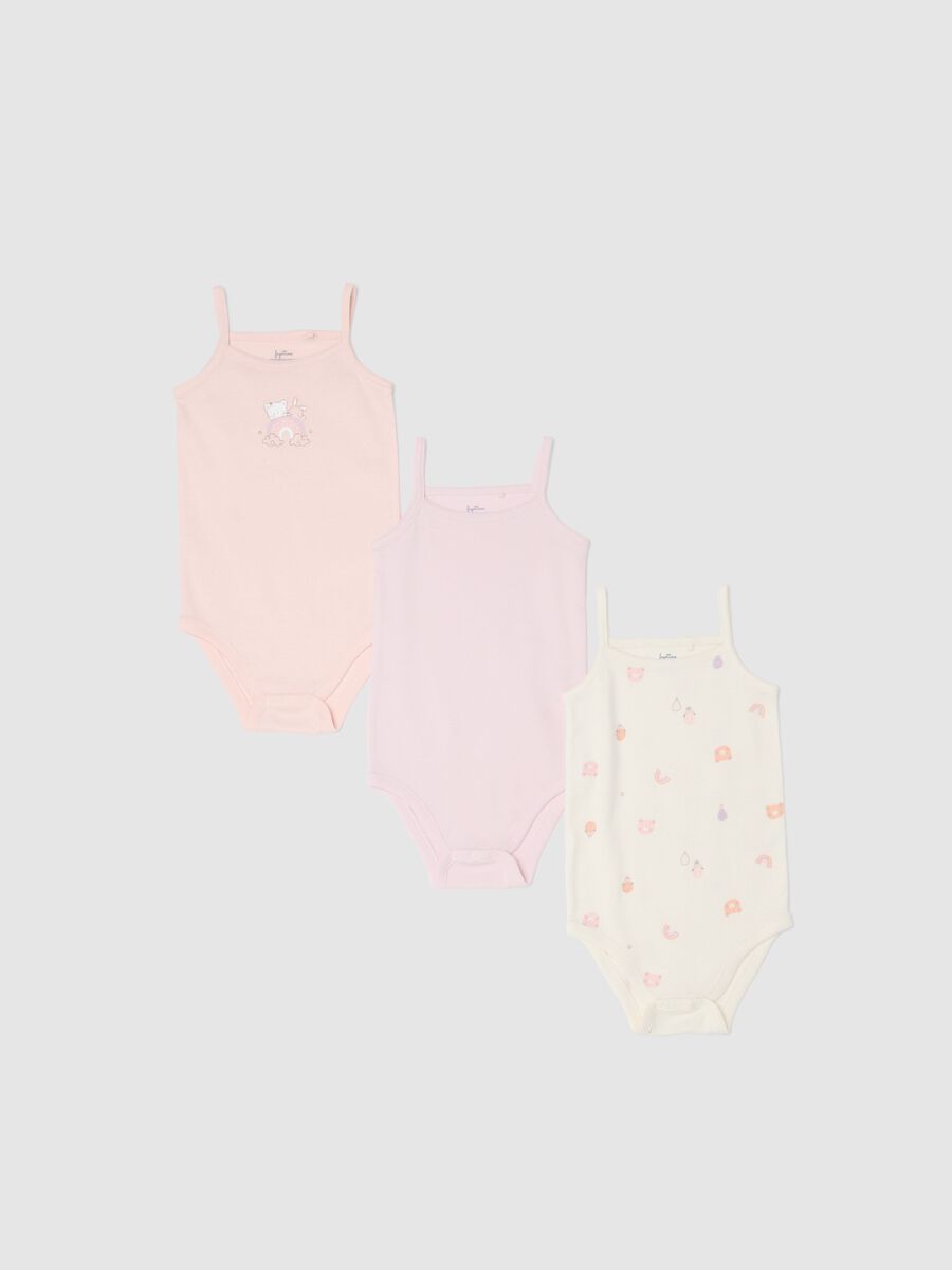 Multicolour pure organic cotton bodysuit tripack for baby girls_0
