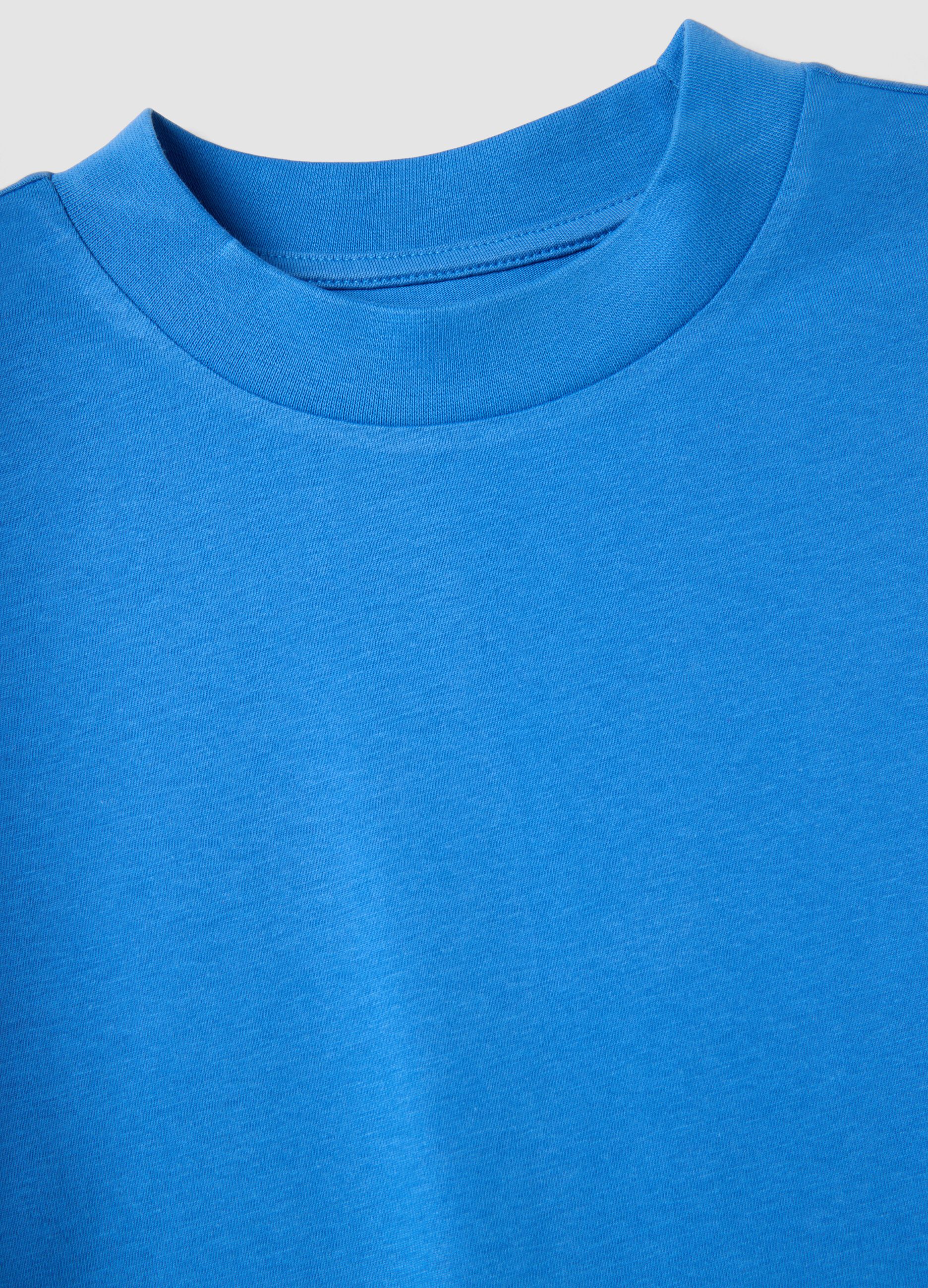 Blaues Regular-Fit T-Shirt aus reiner Baumwolle
