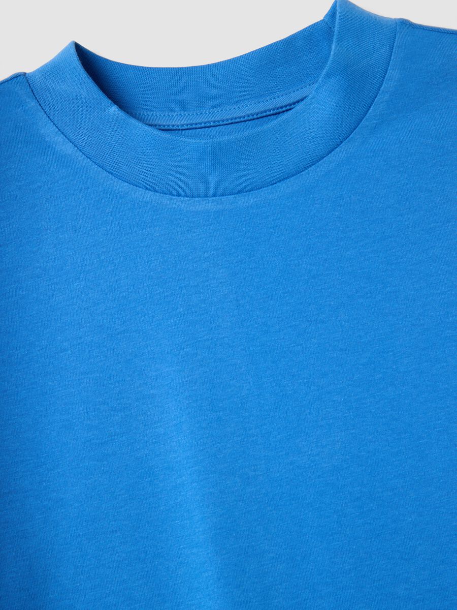 Blaues Regular-Fit T-Shirt aus reiner Baumwolle_5