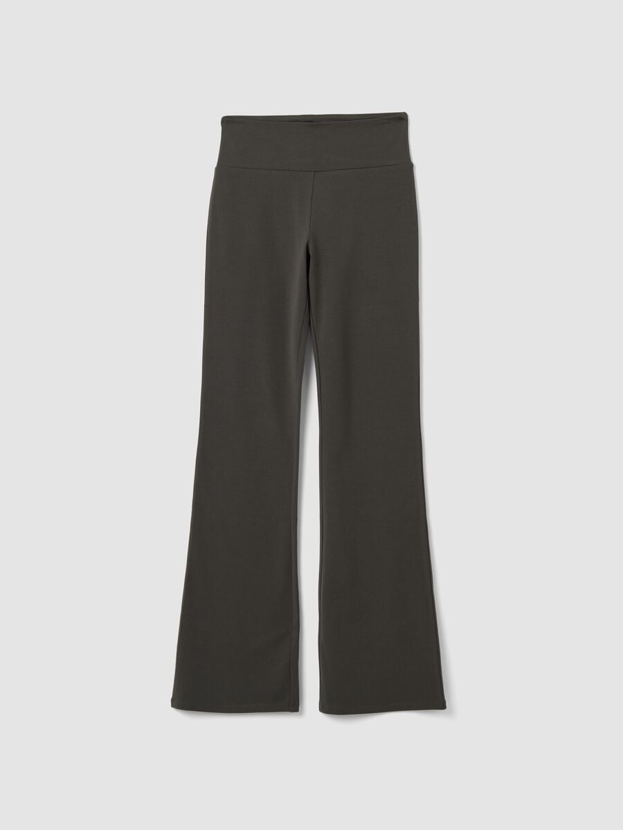 Grey flare trousers in stretch cotton_0