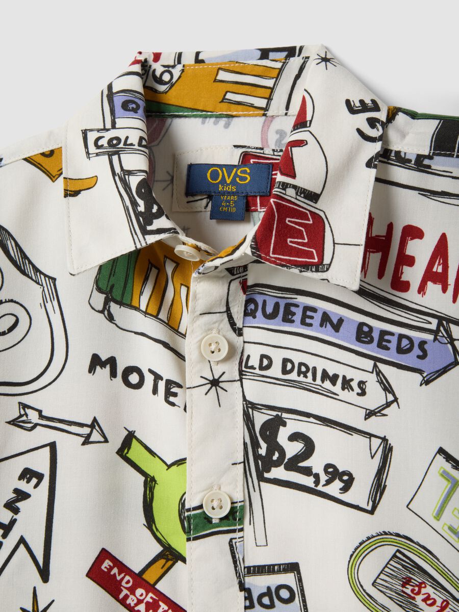 Children's regular fit multicolour pure viscose shirt with prints_2