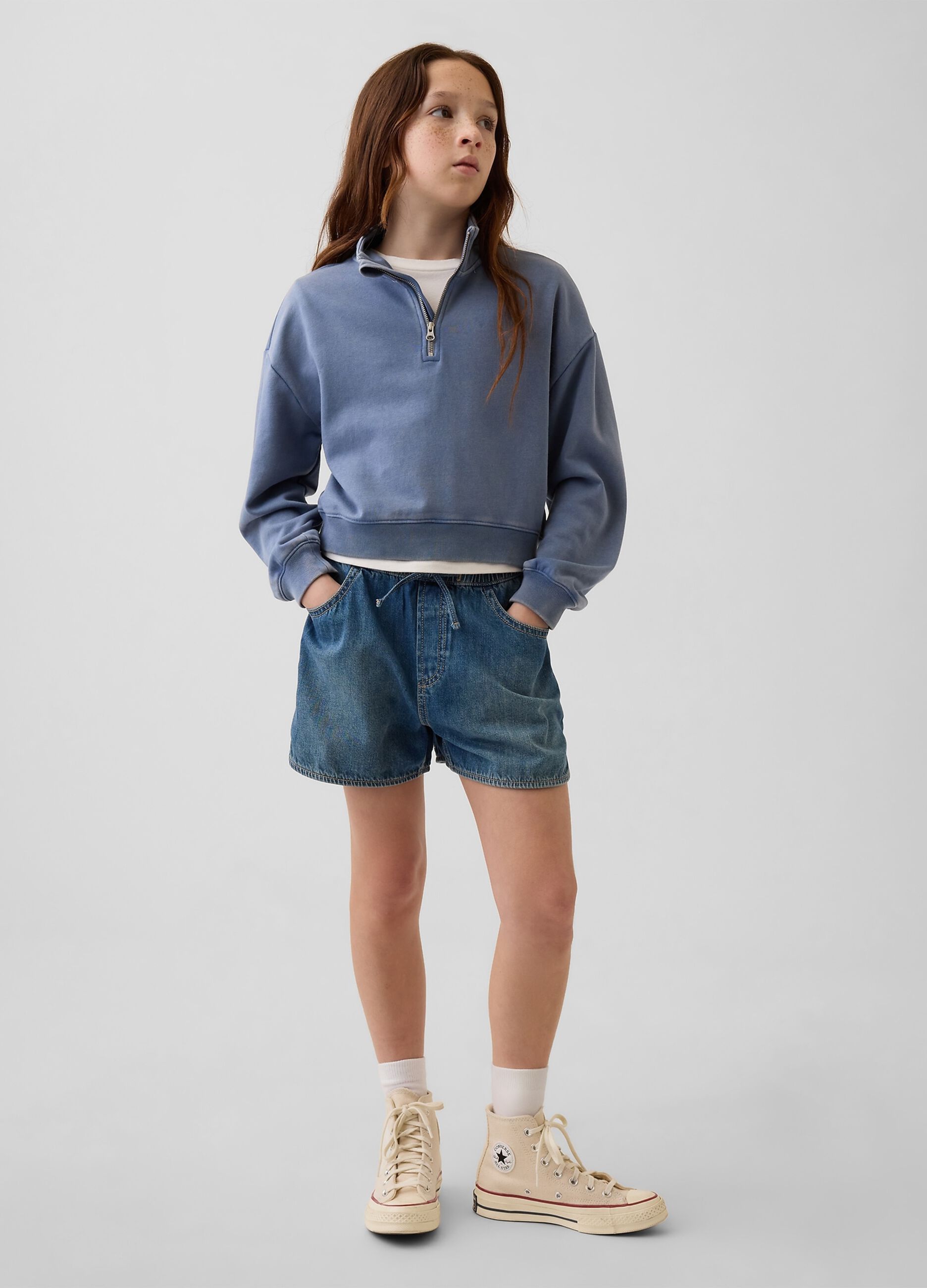 Pure cotton denim shorts