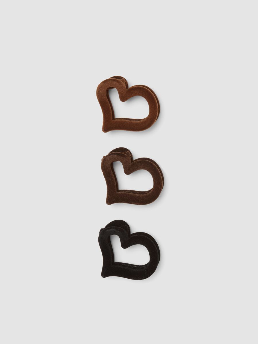 Brown and Black Heart Hair Clip Set_0