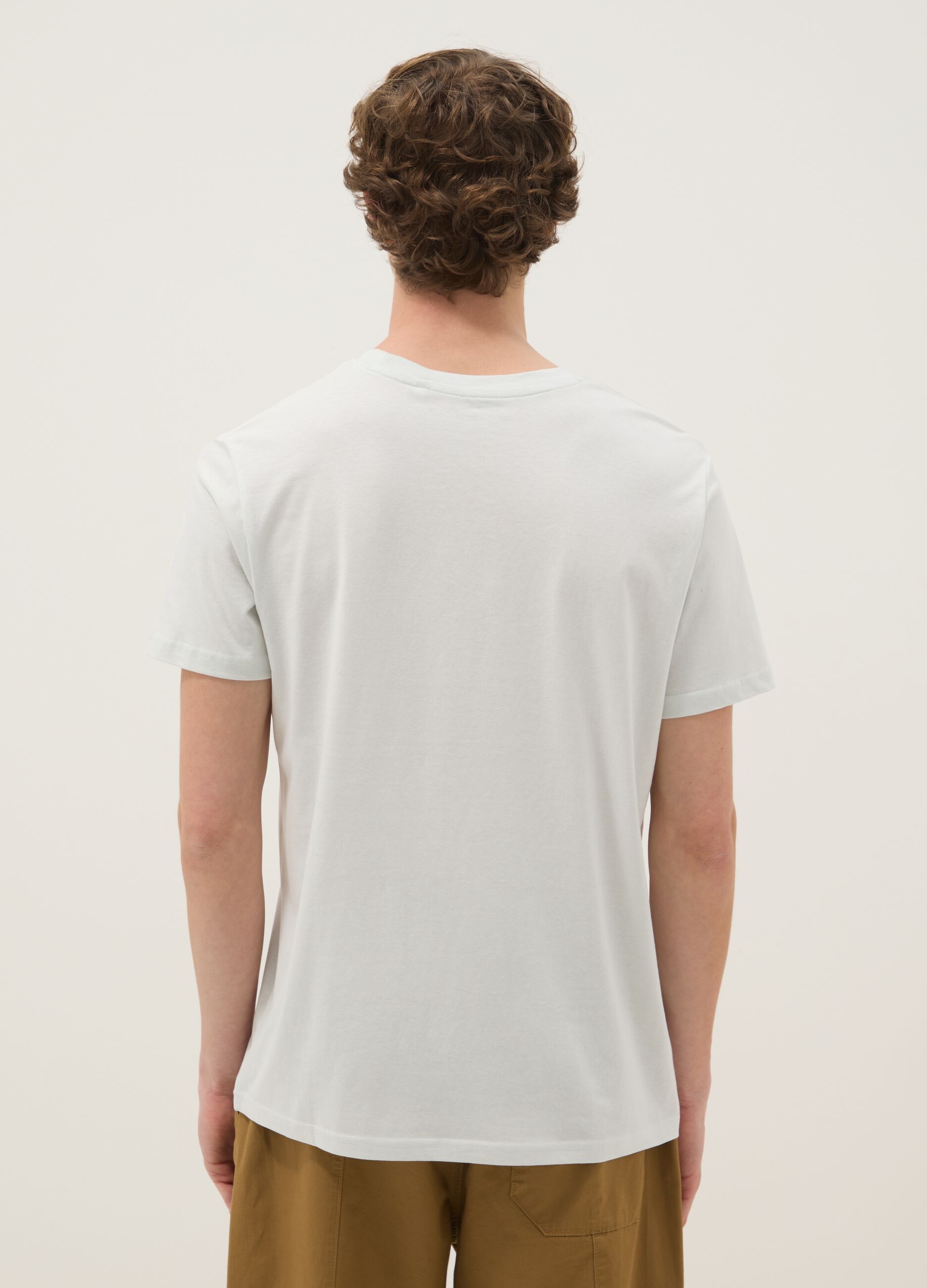 Wei&szlig;es T-Shirt mit Print aus reiner Baumwolle im Regular Fit