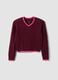 Roter V-Ausschnitt-Pullover aus reiner Baumwolle mit Zopfmuster f&uuml;r M&auml;dchen_3