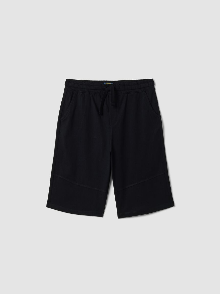 Blue organic cotton shorts with elasticated waist_0