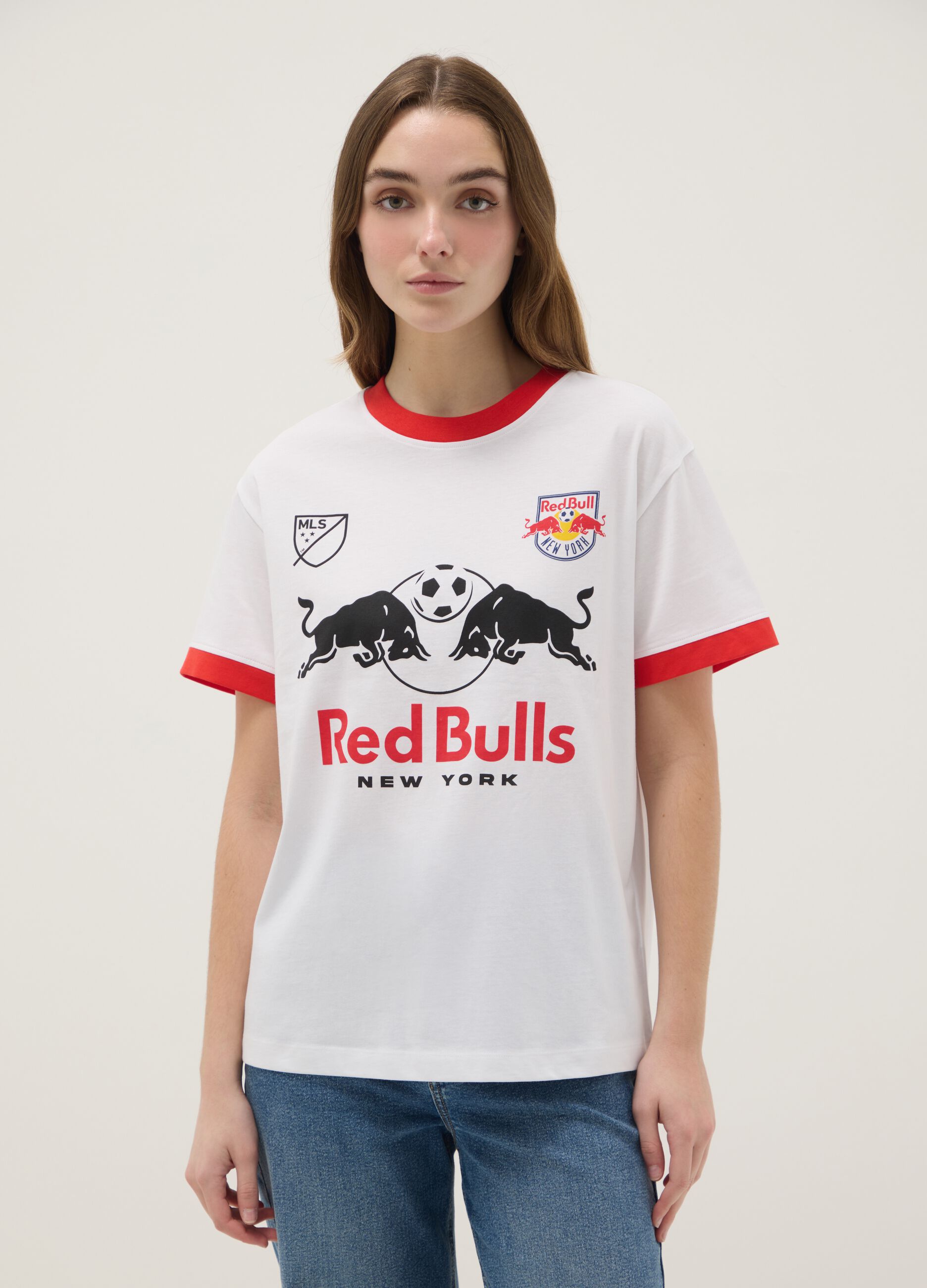 Regular fit multicolour stretch cotton T-shirt with Red Bulls print