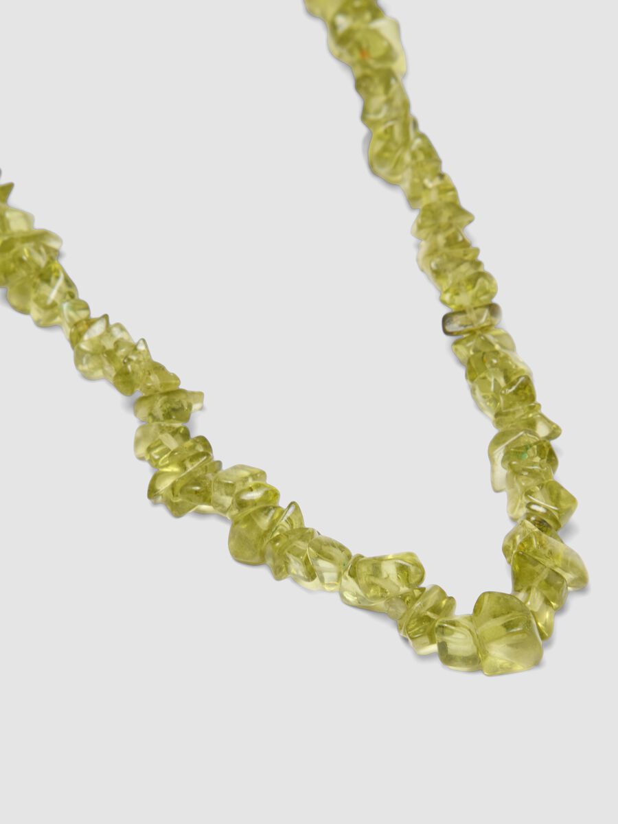 Green Glass Bead Necklace with Gold Clasp_1