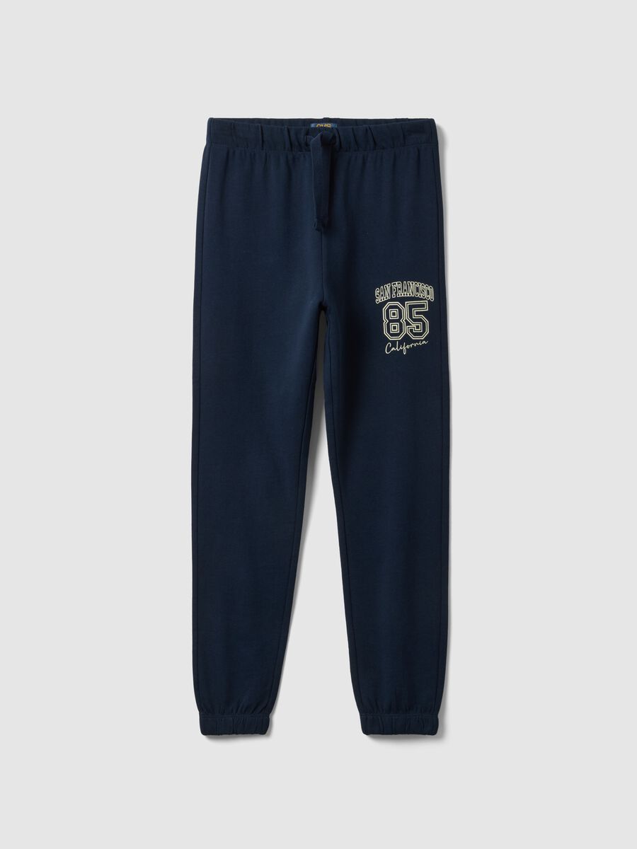 Boys&rsquo; blue cotton-viscose jogger trousers, regular fit_3