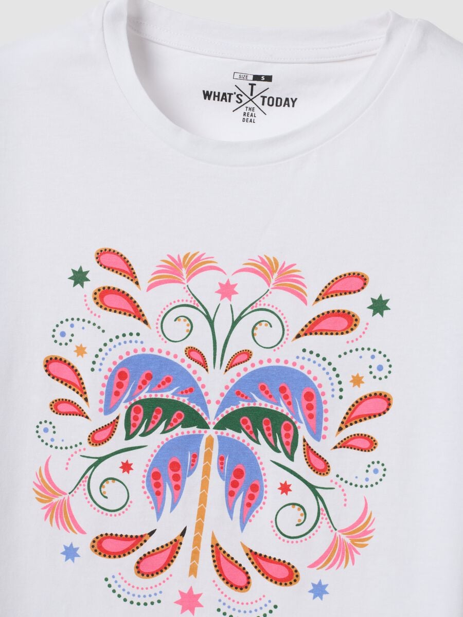 Camiseta blanca de algod&oacute;n puro con estampado frontal_5