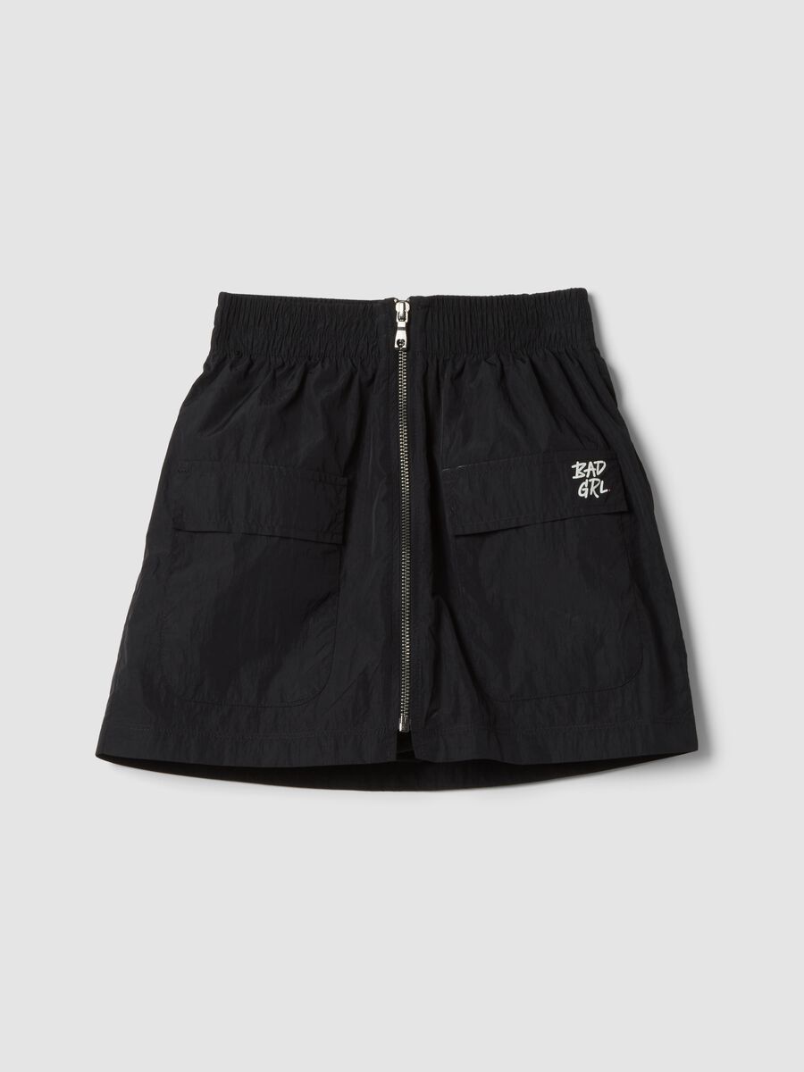 Schwarzer Skort mit Frontreissverschluss_0