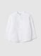 Camisa branca de linho e algod&atilde;o para crian&ccedil;a corte regular com colarinho mandarim_0