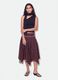 Black stretch top with asymmetric neckline and draped band_2