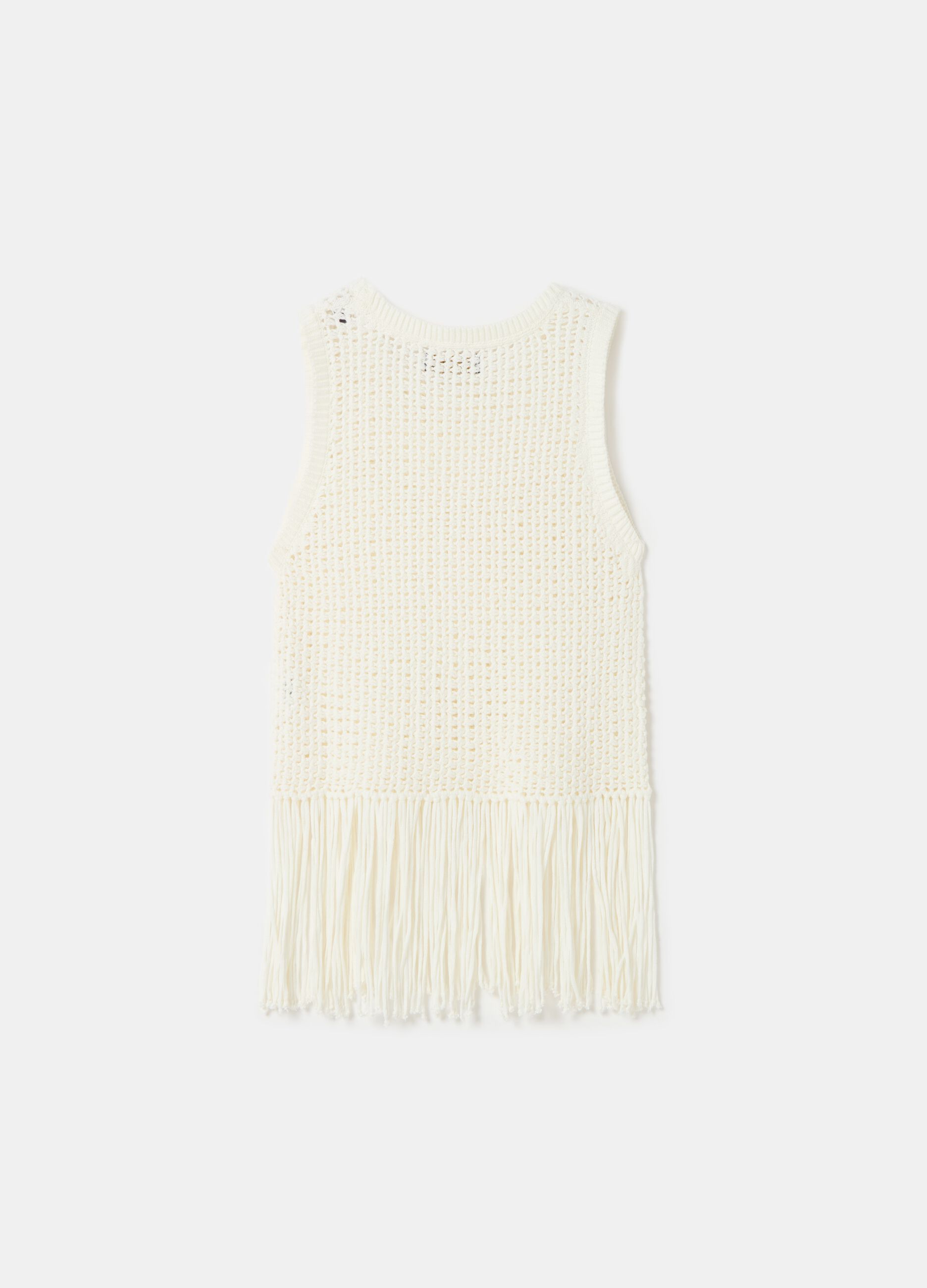 Openwork tank top with fringing