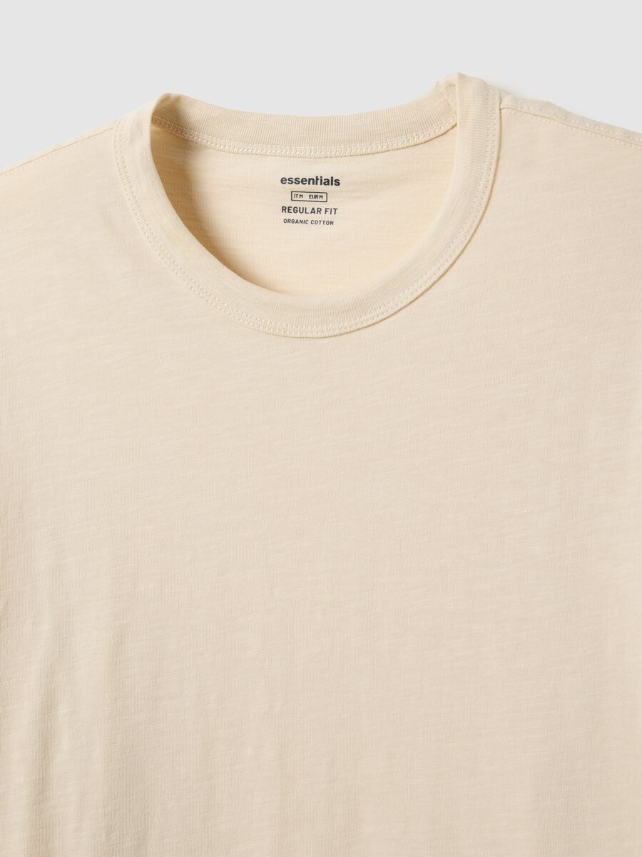 T-shirt a maniche corte in puro cotone beige regular fit_5