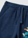 Pantal&oacute;n jogger azul de algod&oacute;n puro con cintura el&aacute;stica para beb&eacute; ni&ntilde;o_2