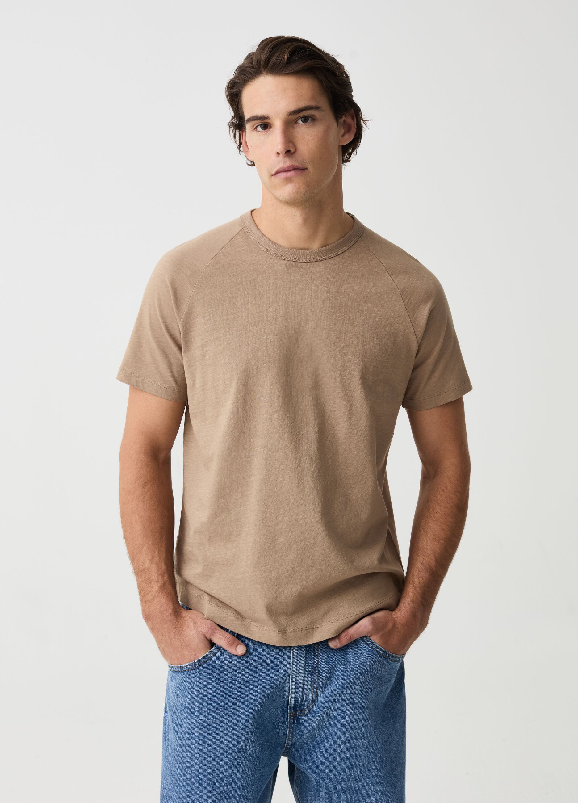 Slub jersey T-shirt with round neck