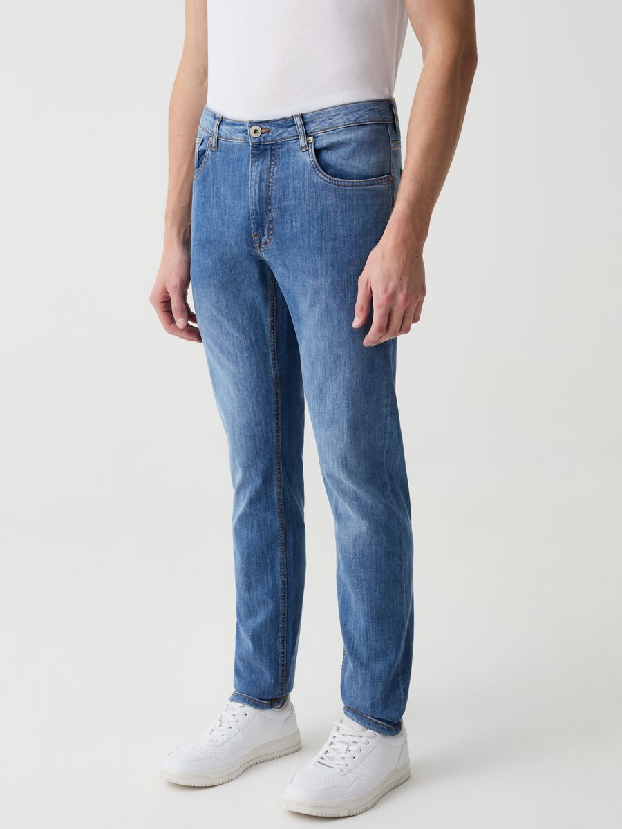 Faded, slim-fit stretch jeans_1