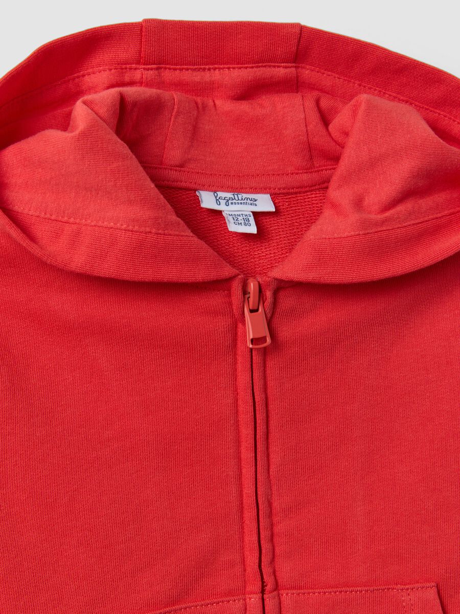 Sudadera roja con capucha de algod&oacute;n org&aacute;nico puro, corte regular, para ni&ntilde;o_2