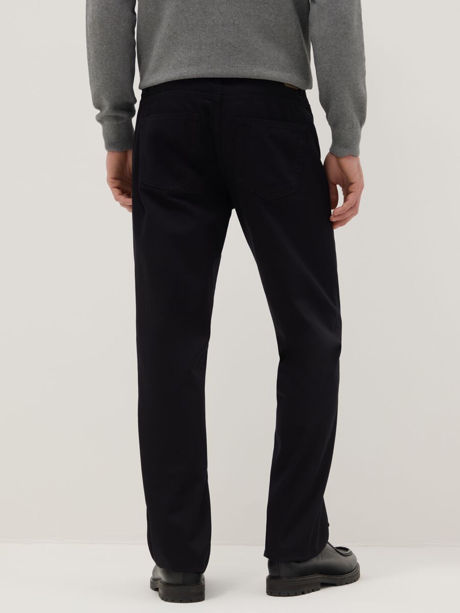 Regular fit black pure cotton trousers_3