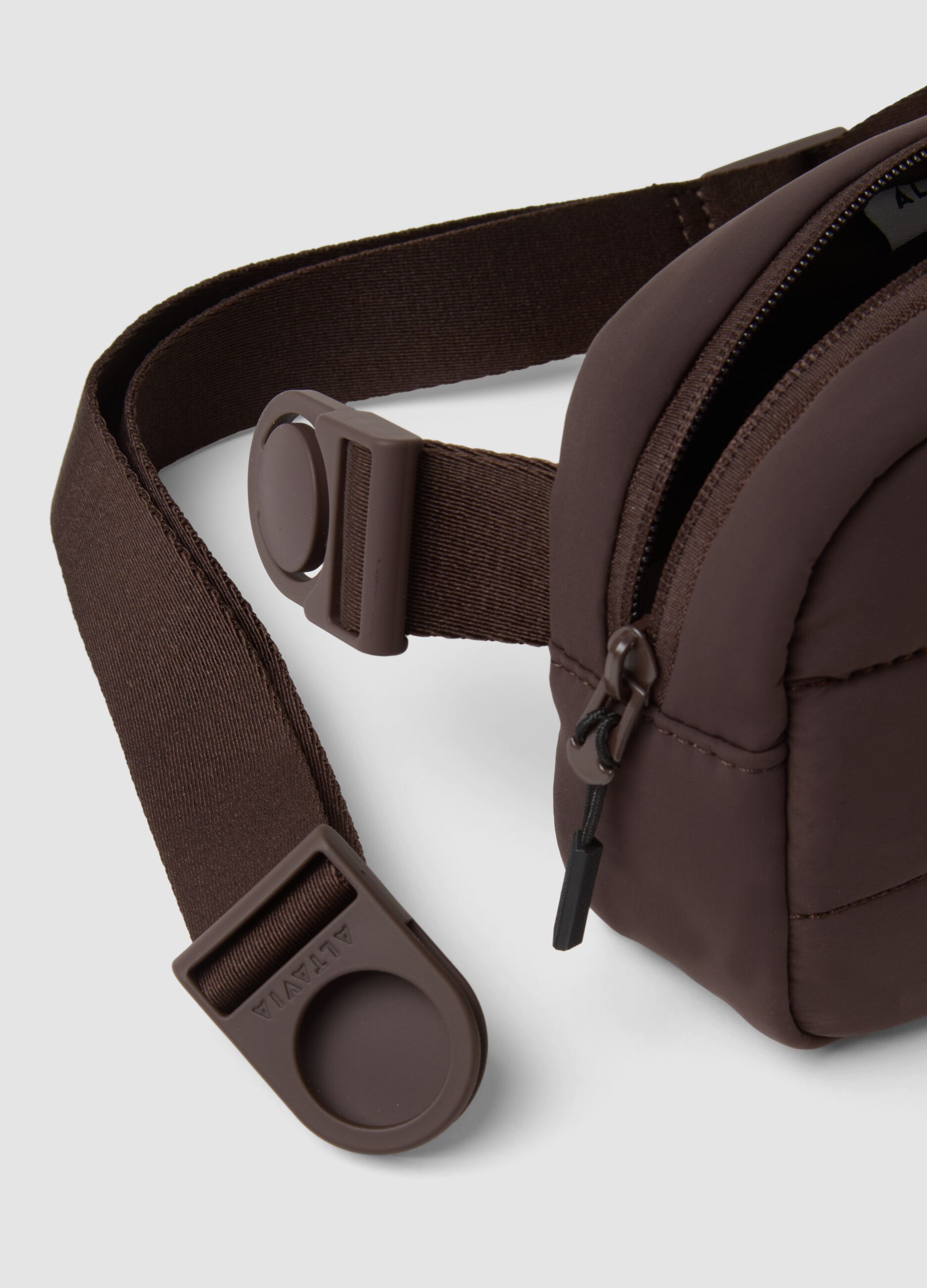 Brown stretch-fabric crossbody bag