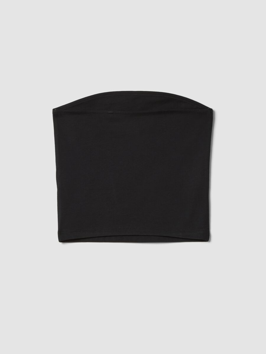 Girls&rsquo; black fitted bandeau top in stretch cotton_1