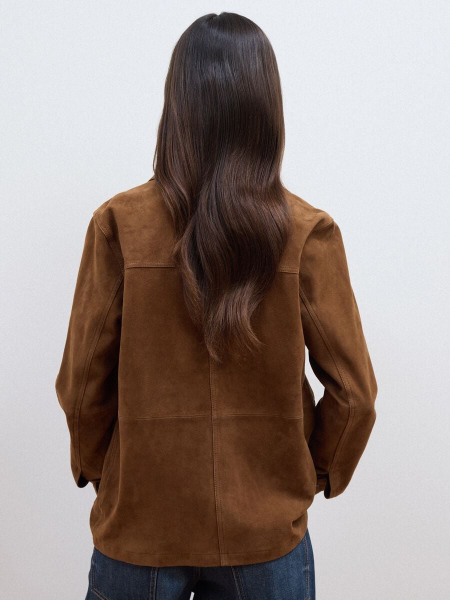 Brown genuine leather jacket in regular fit_3