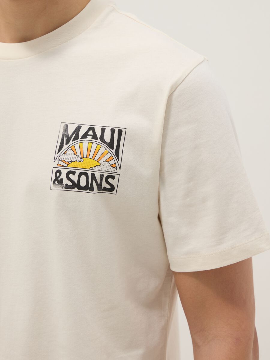 White pure cotton short-sleeve T-shirt, relaxed fit, with print_3