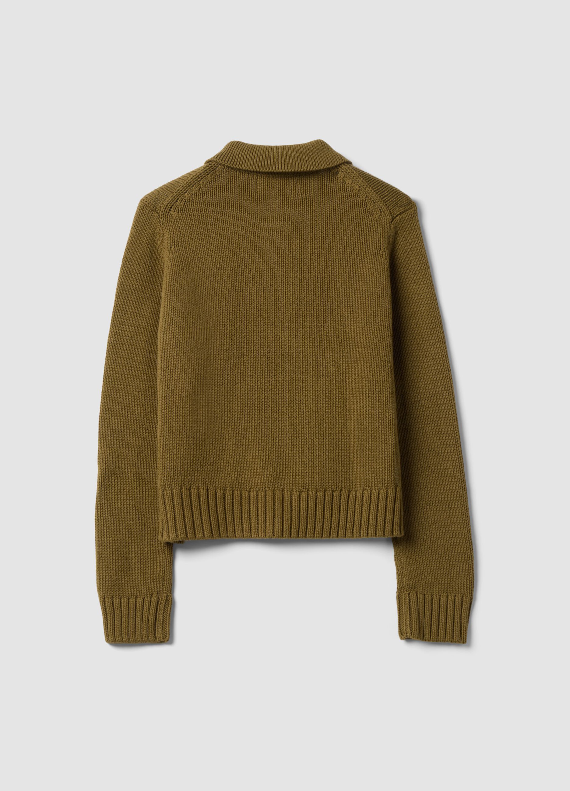 Cardigan verde in puro cotone con bottoni regular fit