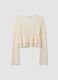 White stretch fabric top with deep V-neck and ruffle hem_2