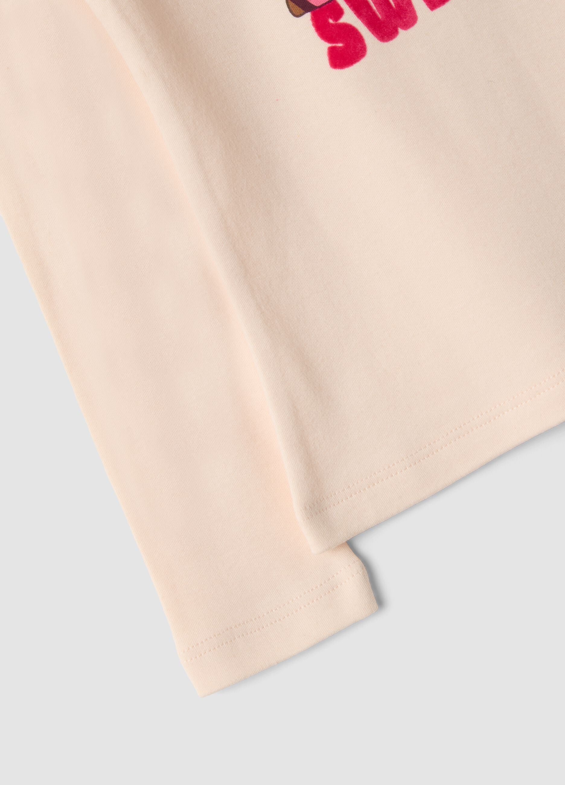 Rosa Langarm-T-Shirt mit Stehkragen aus reiner Bio-Baumwolle