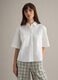 White stretch cotton oversized fit shirt with small pockets_0