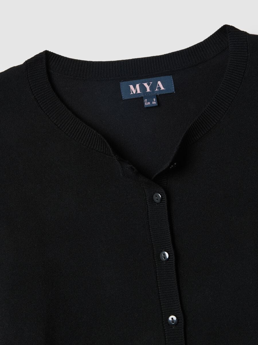 Black viscose blend regular fit cardigan with buttons_5