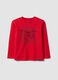 Red long-sleeved pure cotton Spider-Man print T-shirt for boys_0