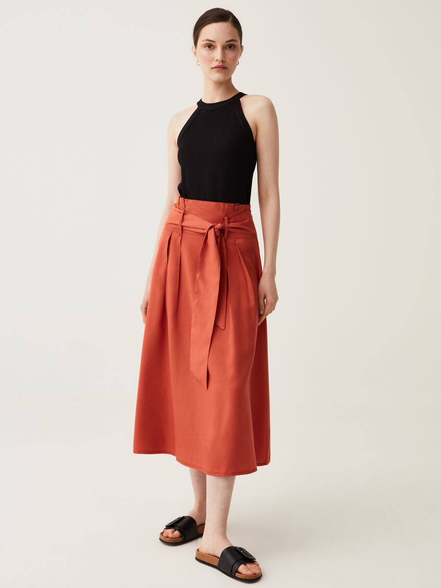 Midi skirt in Lyocell with belt_0