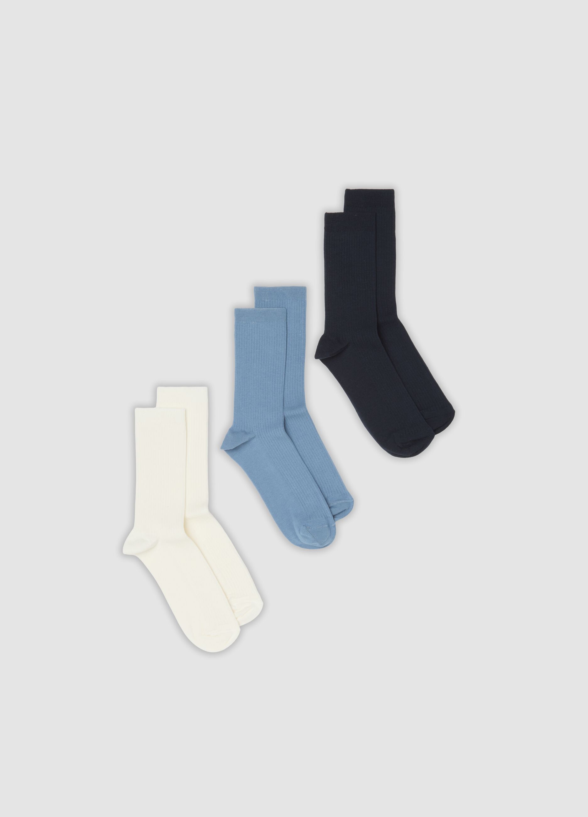 Three-pack of blue stretch cotton socks