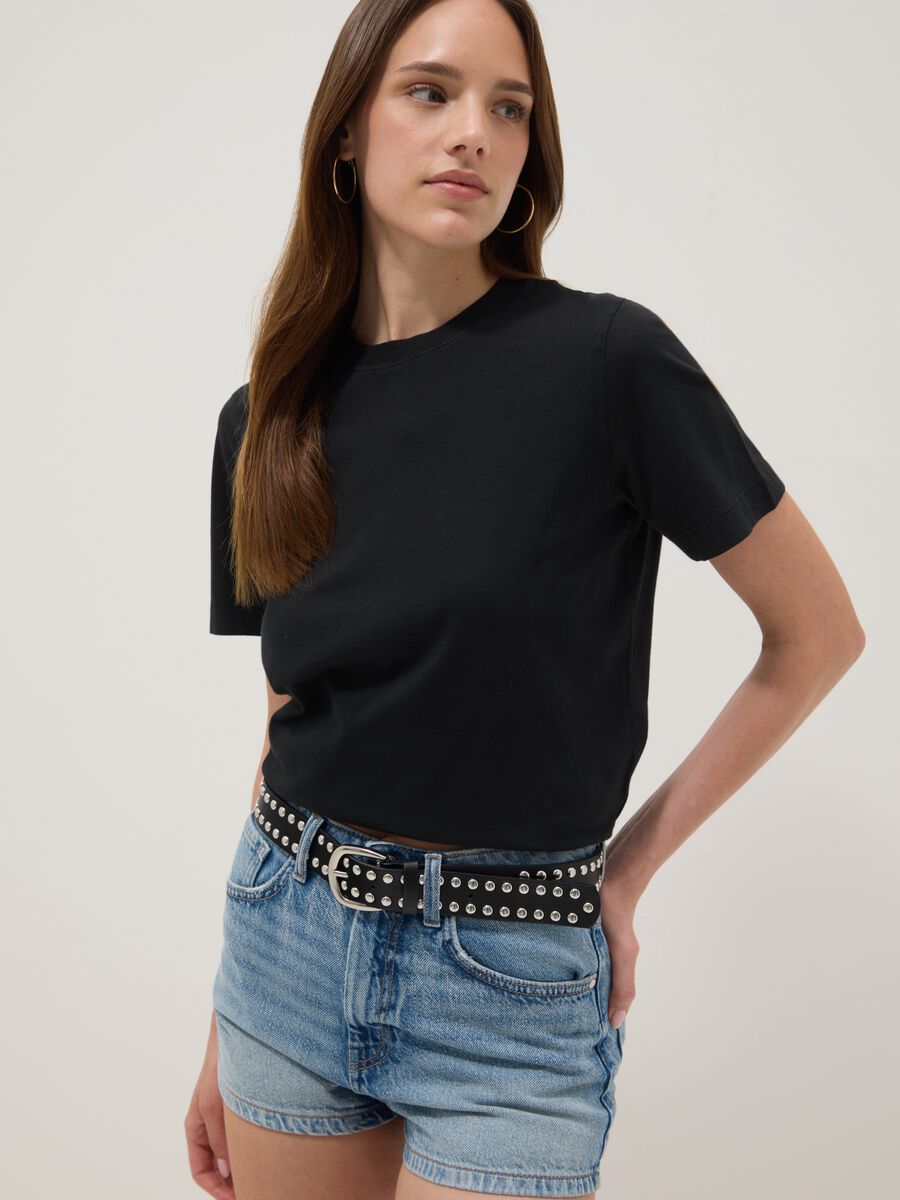 Hellblaue Denim-Shorts aus reiner Baumwolle_0