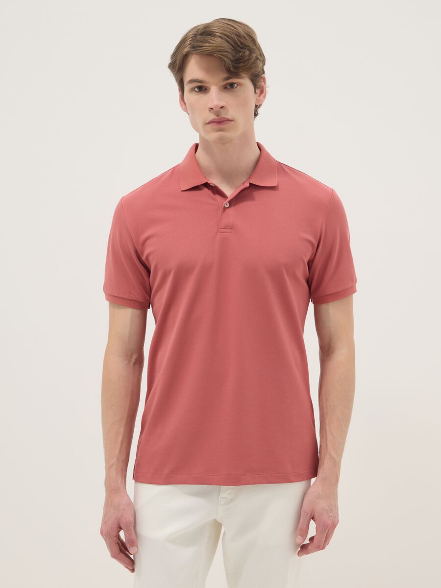 Red Stretch Cotton Blend Polo Regular Fit_1