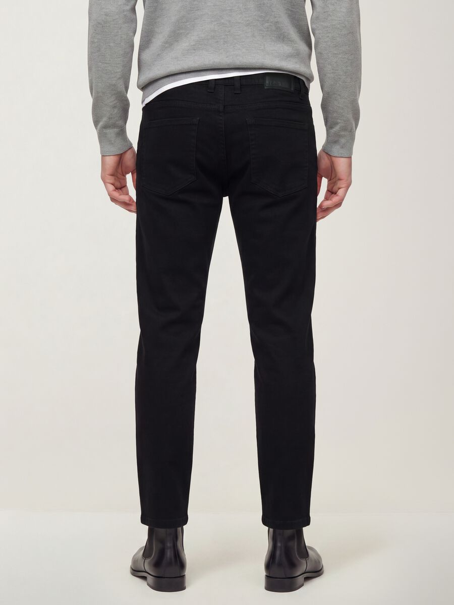 Black straight-leg stretch cotton twill trousers_2