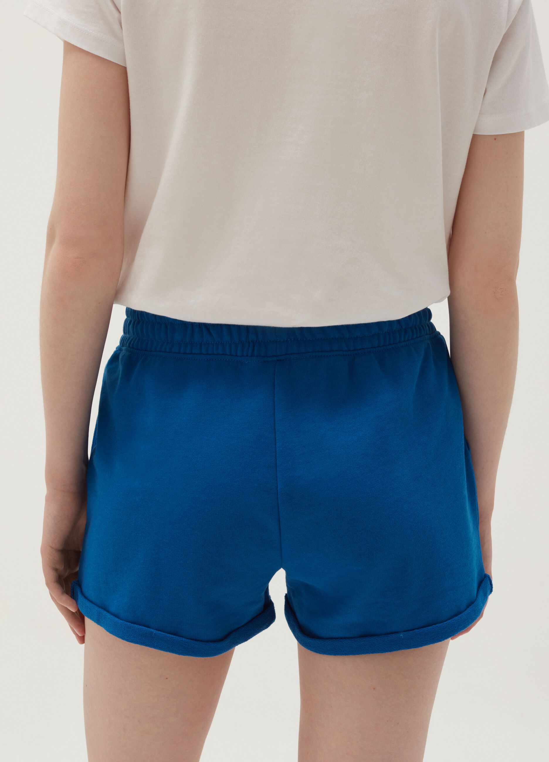 Plush shorts with turned up hems