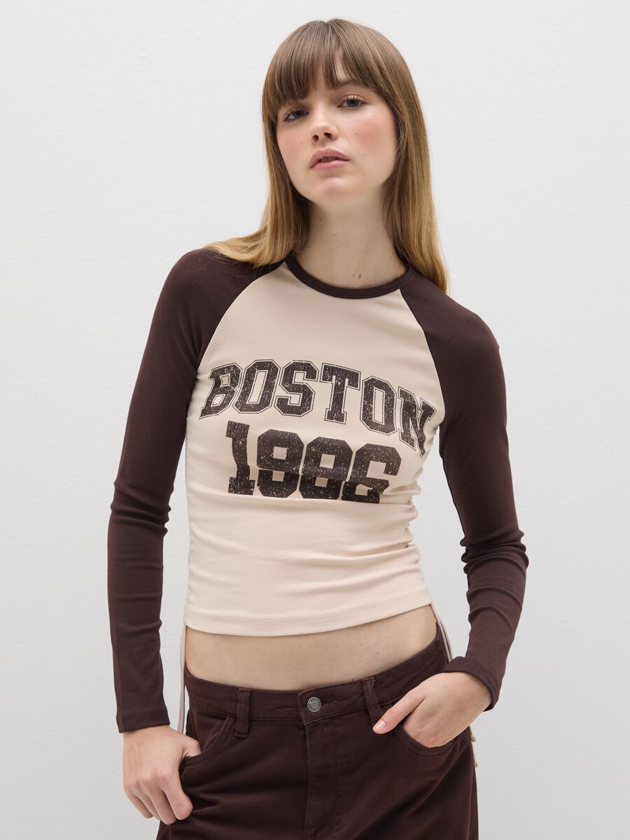 Multicolour stretch cotton sweater with print_0